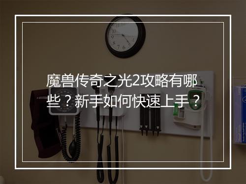魔兽传奇之光2攻略有哪些？新手如何快速上手？