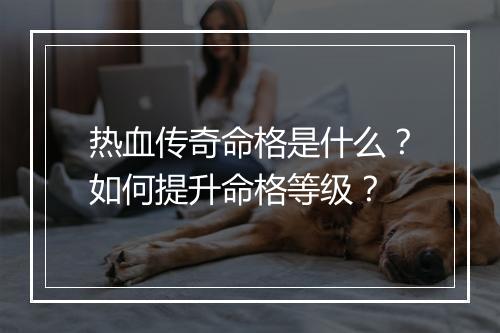 热血传奇命格是什么？如何提升命格等级？