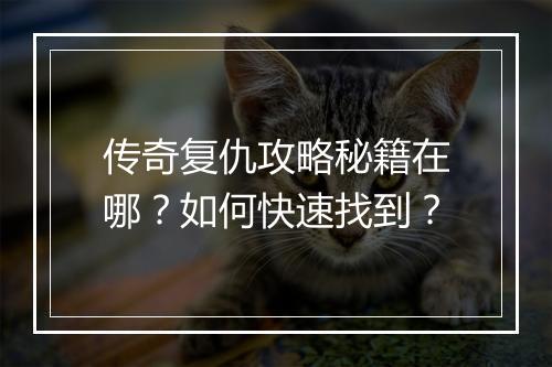 传奇复仇攻略秘籍在哪？如何快速找到？