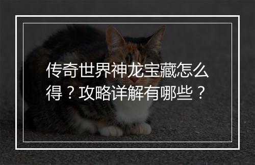 传奇世界神龙宝藏怎么得？攻略详解有哪些？