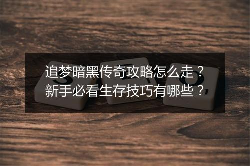 追梦暗黑传奇攻略怎么走？新手必看生存技巧有哪些？