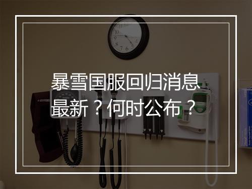 暴雪国服回归消息最新？何时公布？