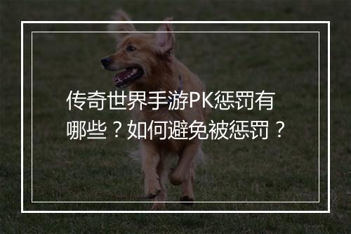 传奇世界手游PK惩罚有哪些？如何避免被惩罚？