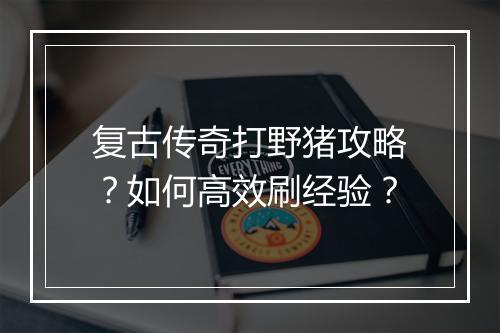 复古传奇打野猪攻略？如何高效刷经验？