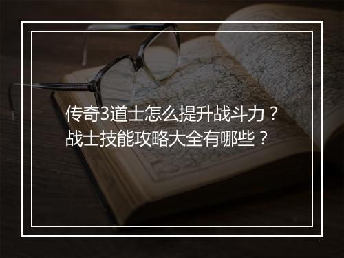 传奇3道士怎么提升战斗力？战士技能攻略大全有哪些？