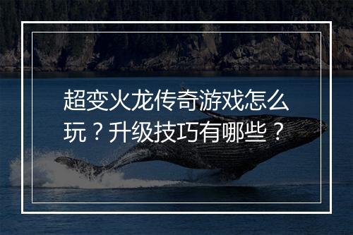 超变火龙传奇游戏怎么玩？升级技巧有哪些？