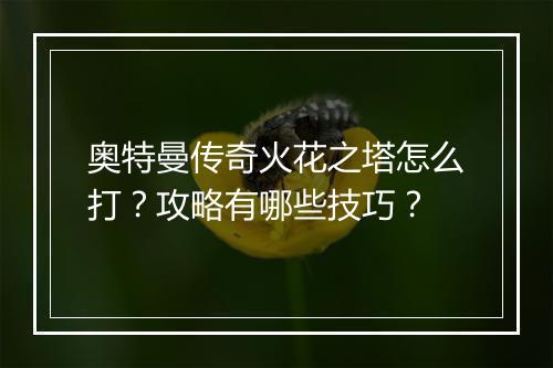 奥特曼传奇火花之塔怎么打？攻略有哪些技巧？