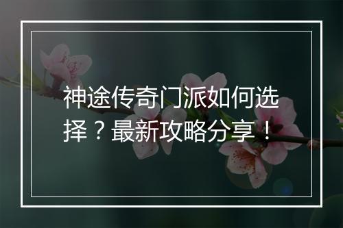 神途传奇门派如何选择？最新攻略分享！
