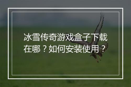 冰雪传奇游戏盒子下载在哪？如何安装使用？