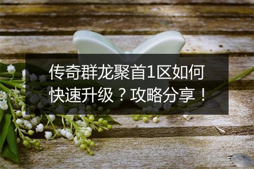 传奇群龙聚首1区如何快速升级？攻略分享！