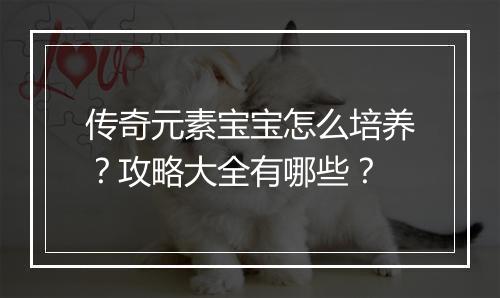 传奇元素宝宝怎么培养？攻略大全有哪些？