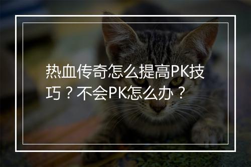 热血传奇怎么提高PK技巧？不会PK怎么办？