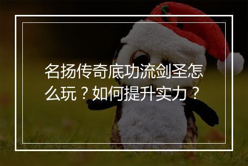 名扬传奇底功流剑圣怎么玩？如何提升实力？