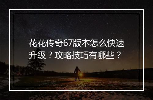 花花传奇67版本怎么快速升级？攻略技巧有哪些？