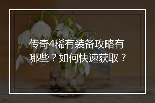传奇4稀有装备攻略有哪些？如何快速获取？