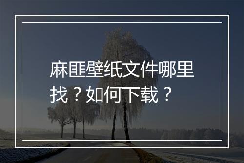 麻匪壁纸文件哪里找？如何下载？
