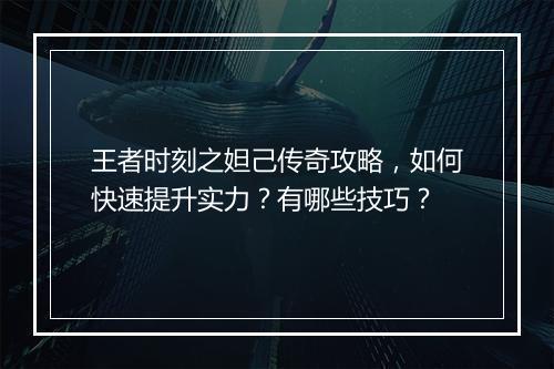 王者时刻之妲己传奇攻略，如何快速提升实力？有哪些技巧？