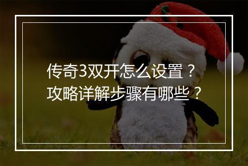 传奇3双开怎么设置？攻略详解步骤有哪些？