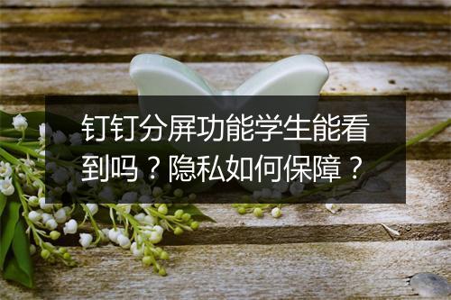 钉钉分屏功能学生能看到吗？隐私如何保障？
