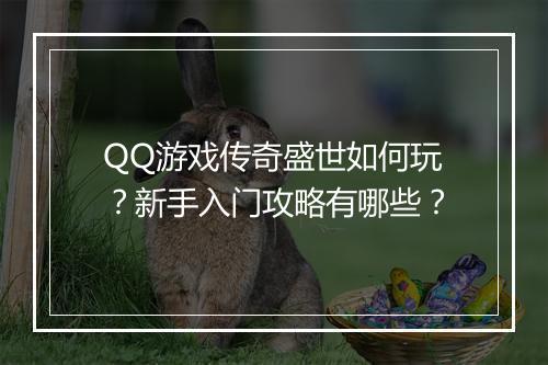 QQ游戏传奇盛世如何玩？新手入门攻略有哪些？