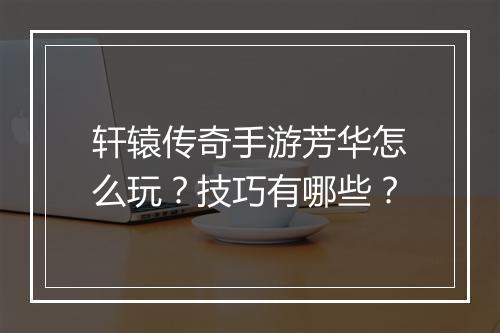 轩辕传奇手游芳华怎么玩？技巧有哪些？