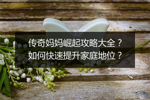 传奇妈妈崛起攻略大全？如何快速提升家庭地位？