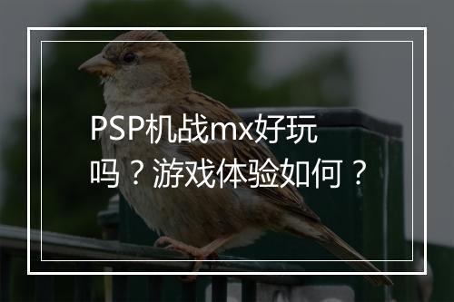 PSP机战mx好玩吗？游戏体验如何？
