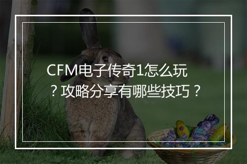 CFM电子传奇1怎么玩？攻略分享有哪些技巧？