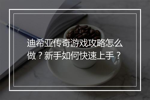 迪希亚传奇游戏攻略怎么做？新手如何快速上手？