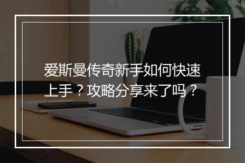 爱斯曼传奇新手如何快速上手？攻略分享来了吗？