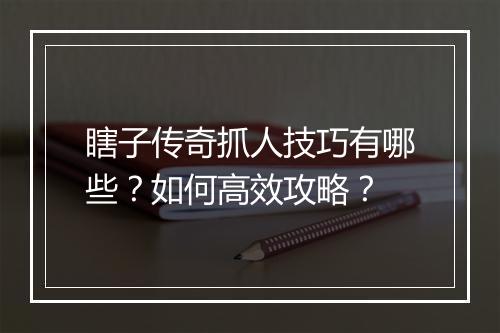 瞎子传奇抓人技巧有哪些？如何高效攻略？