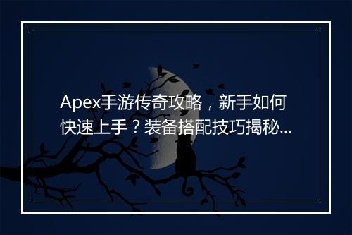 Apex手游传奇攻略，新手如何快速上手？装备搭配技巧揭秘！