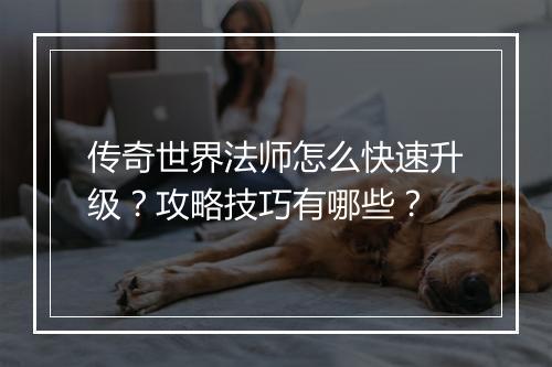传奇世界法师怎么快速升级？攻略技巧有哪些？