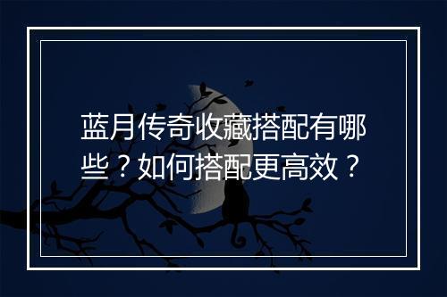 蓝月传奇收藏搭配有哪些？如何搭配更高效？