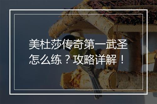 美杜莎传奇第一武圣怎么练？攻略详解！