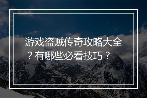 游戏盗贼传奇攻略大全？有哪些必看技巧？