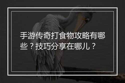 手游传奇打食物攻略有哪些？技巧分享在哪儿？