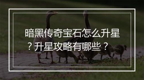 暗黑传奇宝石怎么升星？升星攻略有哪些？