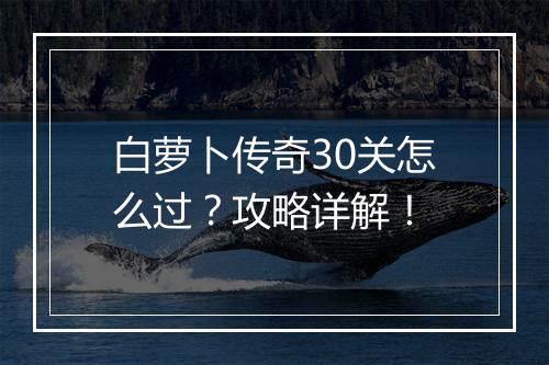 白萝卜传奇30关怎么过？攻略详解！
