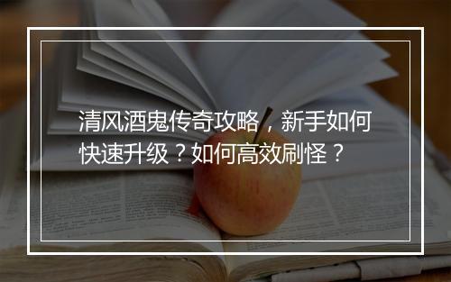 清风酒鬼传奇攻略，新手如何快速升级？如何高效刷怪？