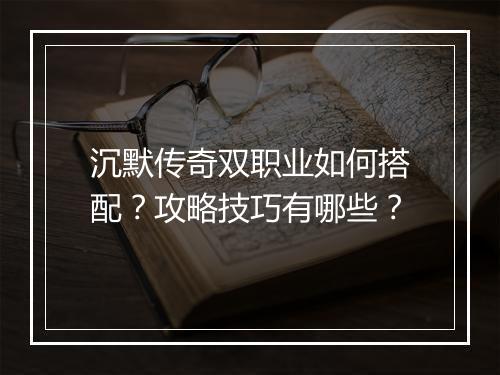 沉默传奇双职业如何搭配？攻略技巧有哪些？