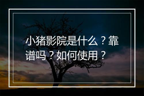 小猪影院是什么？靠谱吗？如何使用？