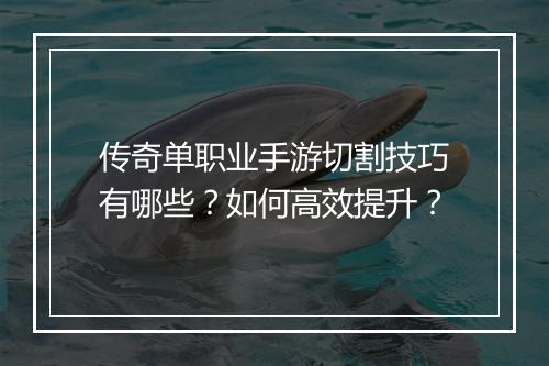 传奇单职业手游切割技巧有哪些？如何高效提升？