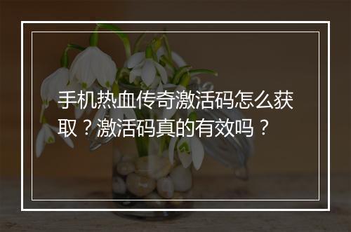 手机热血传奇激活码怎么获取？激活码真的有效吗？