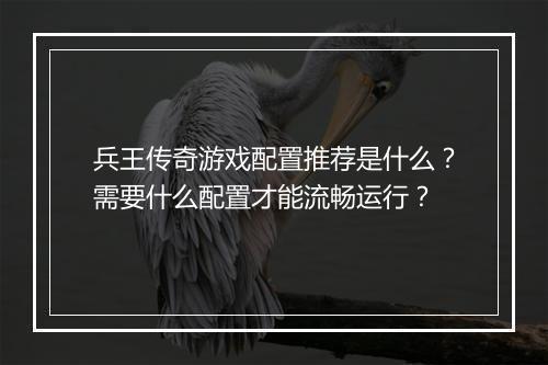 兵王传奇游戏配置推荐是什么？需要什么配置才能流畅运行？
