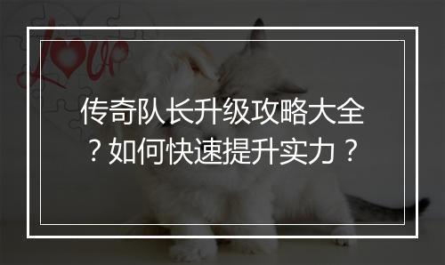传奇队长升级攻略大全？如何快速提升实力？