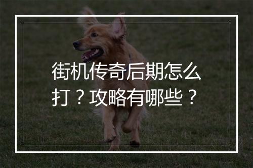 街机传奇后期怎么打？攻略有哪些？