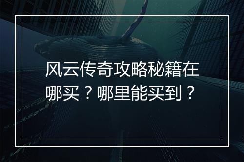 风云传奇攻略秘籍在哪买？哪里能买到？