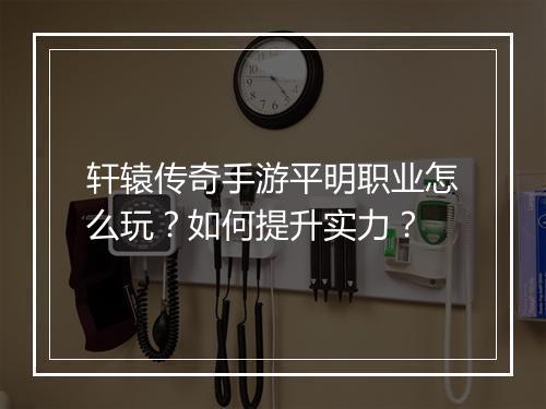 轩辕传奇手游平明职业怎么玩？如何提升实力？
