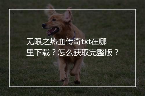 无限之热血传奇txt在哪里下载？怎么获取完整版？